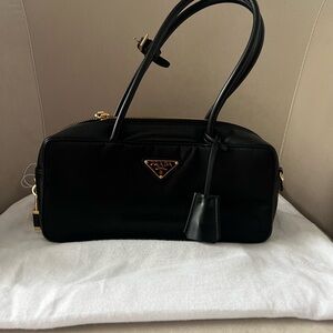 Prada Black and Gold Shoulder Bag